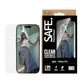 Protector de pantalla PanzerGlass SAFE. by ® iPhone 17 Pro | Ultra-Wide Fit con EasyAligner