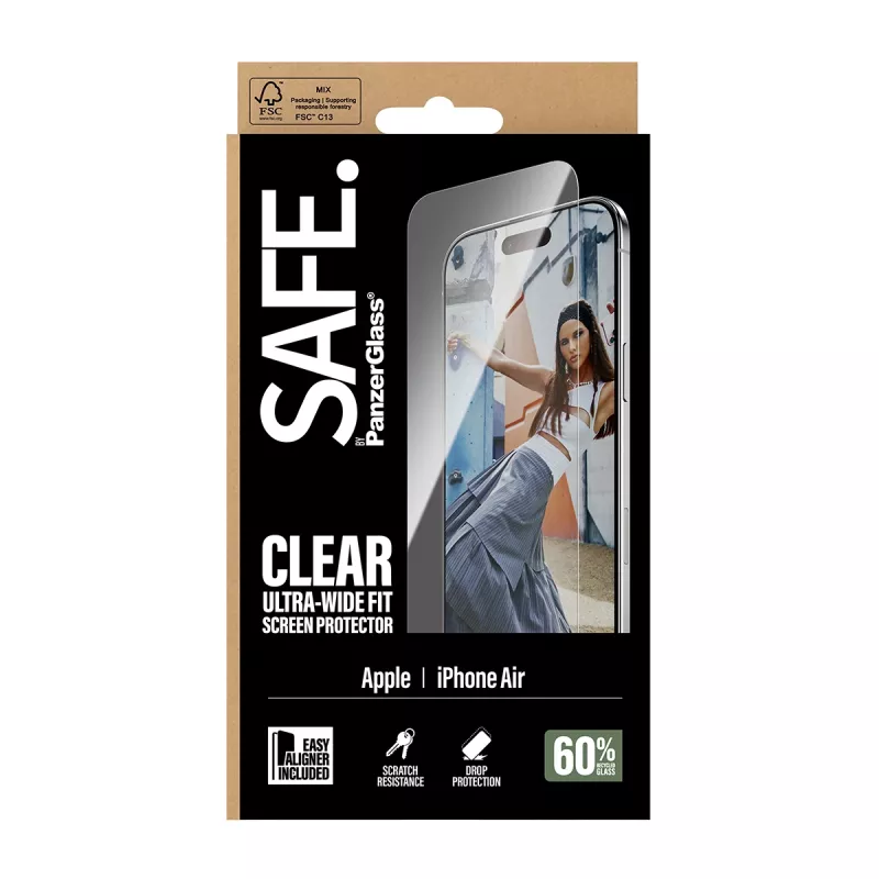 Lámina protectora de pantalla PanzerGlass SAFE. by ® iPhone Air | Ultra-Wide Fit con EasyAligner
