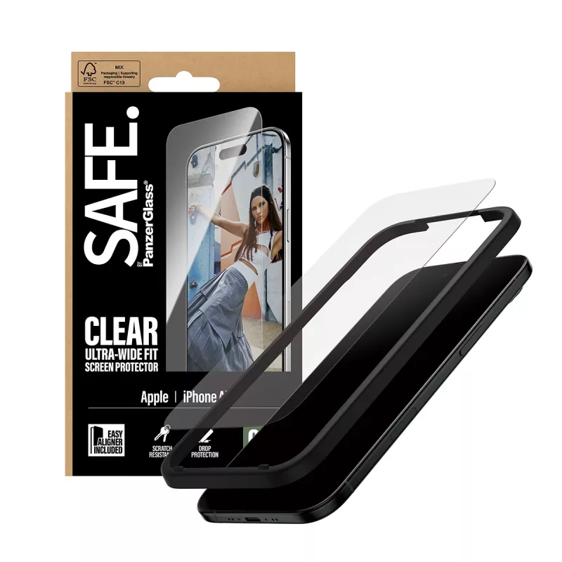 Lámina protectora de pantalla PanzerGlass SAFE. by ® iPhone Air | Ultra-Wide Fit con EasyAligner