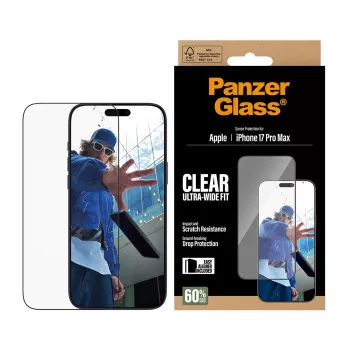 Protector de pantalla PanzerGlass ® iPhone 17 Pro Max | Ultra-Wide Fit con EasyAligner