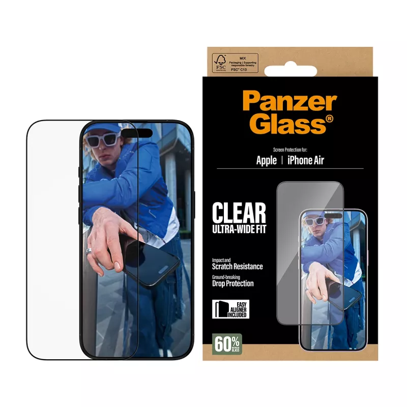 Lámina protectora de pantalla PanzerGlass ® iPhone Air | Ultra-Wide Fit con EasyAligner