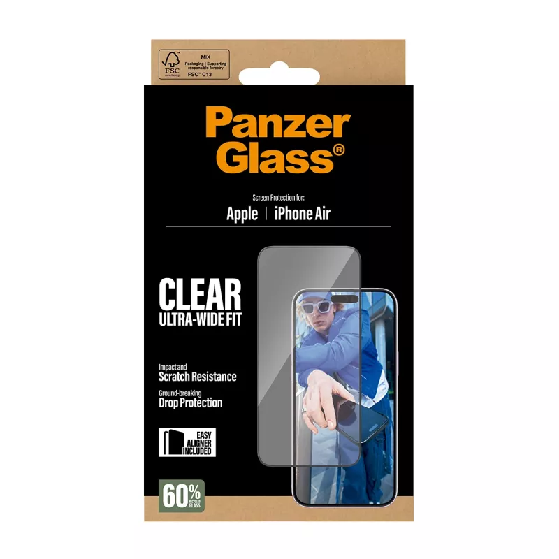 Lámina protectora de pantalla PanzerGlass ® iPhone Air | Ultra-Wide Fit con EasyAligner