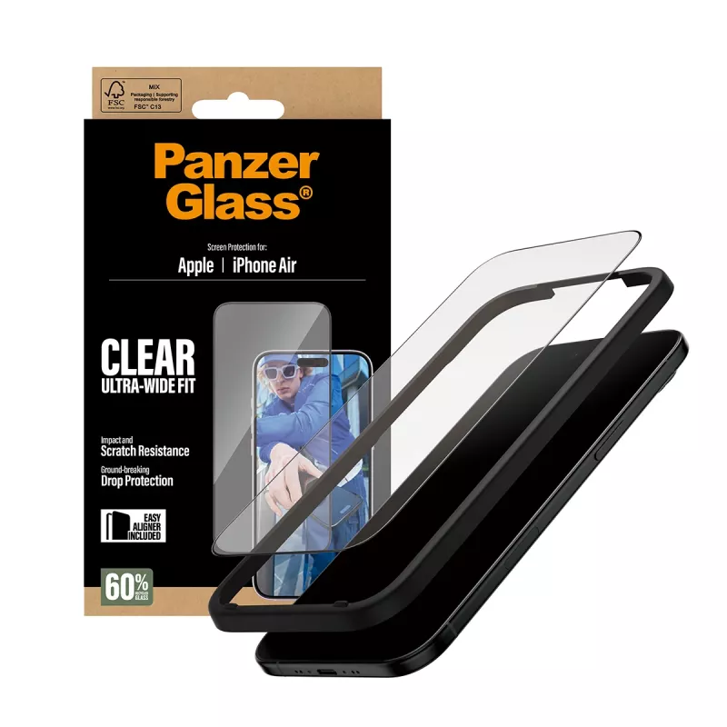 Lámina protectora de pantalla PanzerGlass ® iPhone Air | Ultra-Wide Fit con EasyAligner