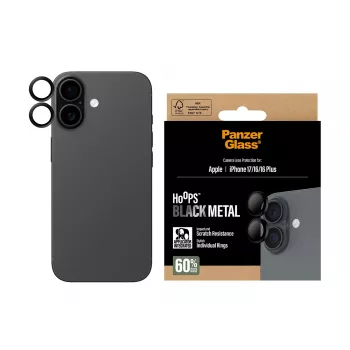 Protector de lente de cámara PanzerGlass ® Hoops® Negro iPhone 17 | iPhone 16 | 16 Plus