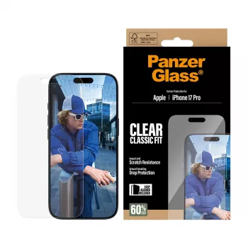 Lámina protectora de pantalla PanzerGlass iPhone 17 Pro Classic Fit EasyAligner, resistente a arañazos y golpes