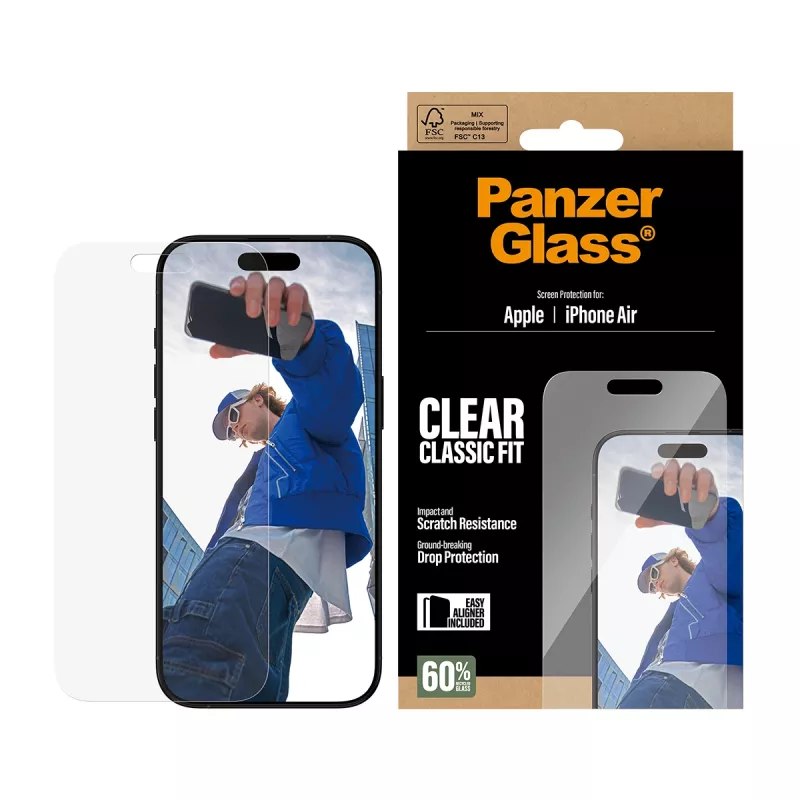 Lámina protectora de pantalla PanzerGlass® iPhone Air | Classic Fit con EasyAligner
