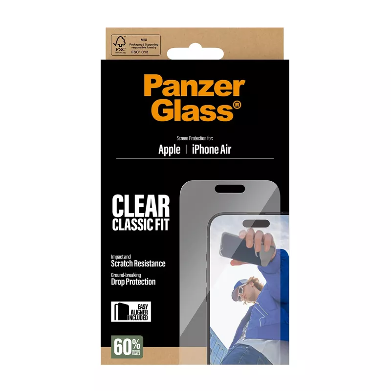 Lámina protectora de pantalla PanzerGlass® iPhone Air | Classic Fit con EasyAligner