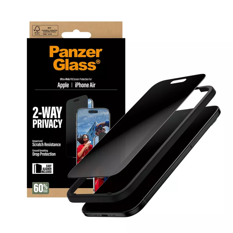 Protector de pantalla PanzerGlass ® 2-Way Privacy iPhone Air | Ultra-Wide Fit con EasyAligner