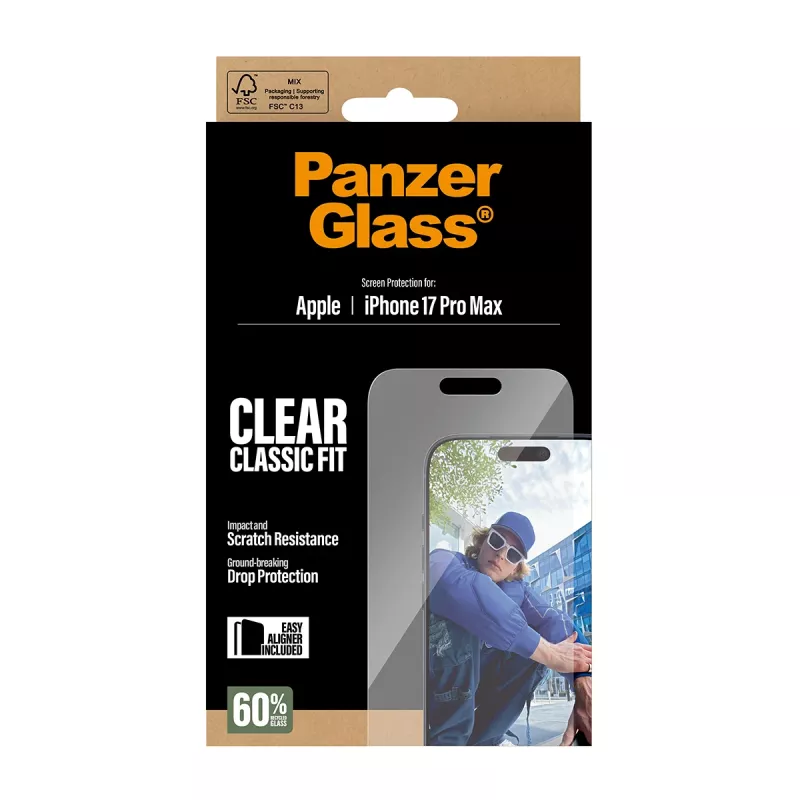 Lámina protectora de pantalla PanzerGlass ® iPhone 17 Pro Max | Classic Fit con EasyAligner
