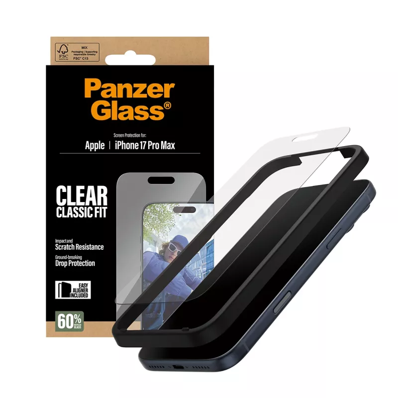 Lámina protectora de pantalla PanzerGlass ® iPhone 17 Pro Max | Classic Fit con EasyAligner