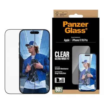 Lámina protectora de pantalla PanzerGlass ® iPhone 17 | iPhone 16 Pro | Ultra-Wide Fit con EasyAligner