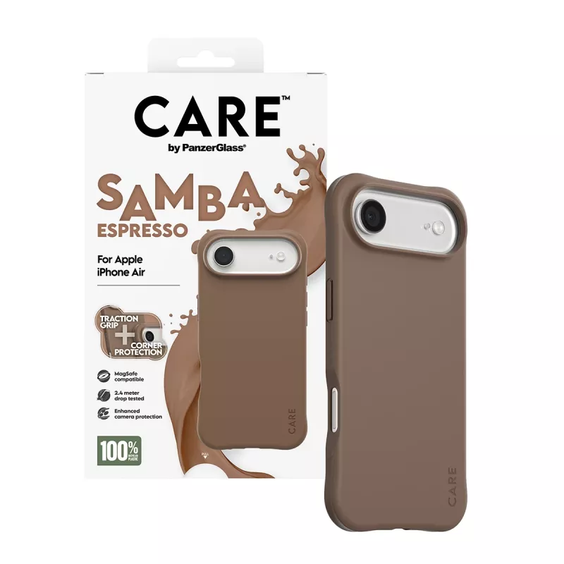 Funda PanzerGlass CARE by Fashionable Case Samba Espresso con MagSafe iPhone 17 Air