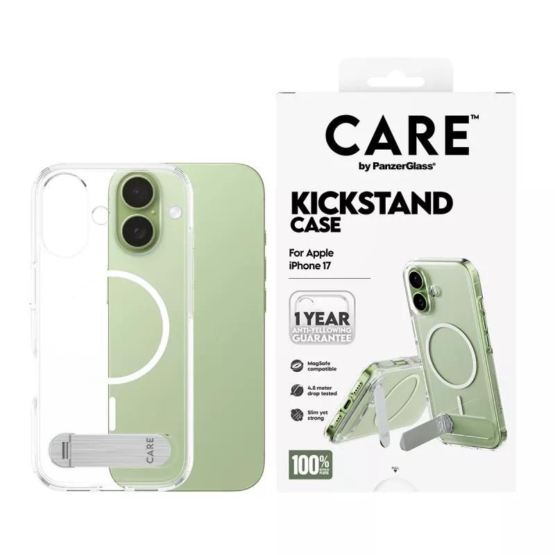 Funda PanzerGlass CARE by Feature, transparente, con Kickstand y MagSafe, iPhone 17
