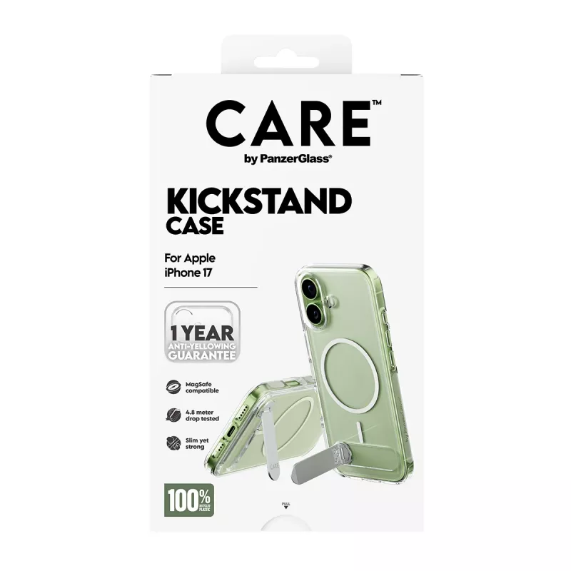 Funda PanzerGlass CARE by Feature, transparente, con Kickstand y MagSafe, iPhone 17