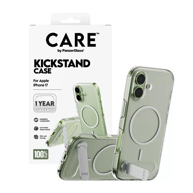 Funda PanzerGlass CARE by Feature, transparente, con Kickstand y MagSafe, iPhone 17