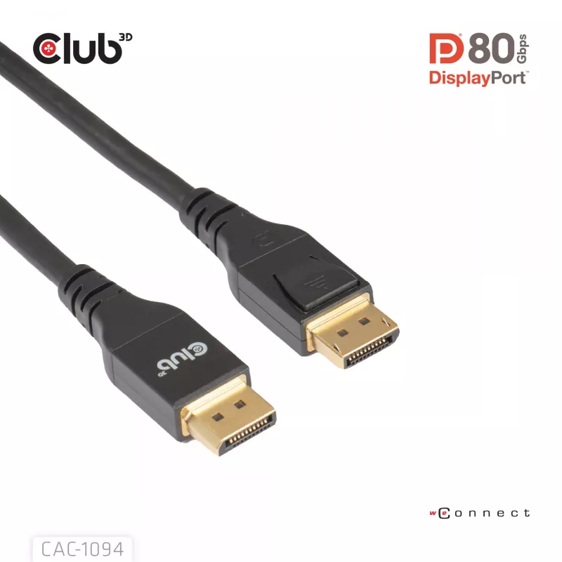 Club 3D CAC-1094 cable DisplayPort 2.1 certificado VESA DP80 8K 240 Hz, 2 m (6,56 ft), negro