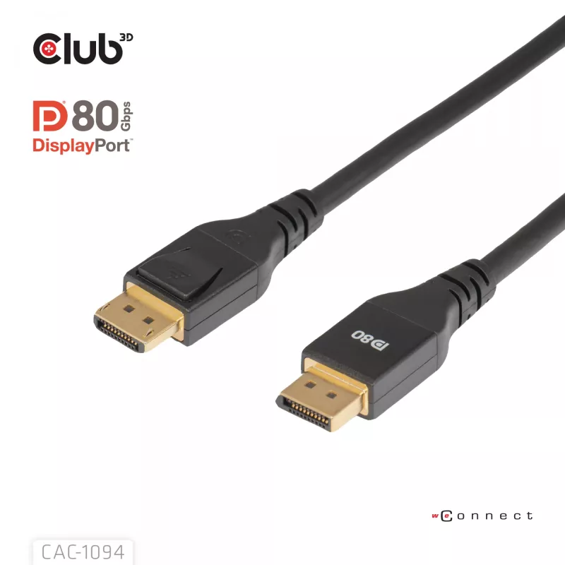 Club 3D CAC-1094 cable DisplayPort 2.1 certificado VESA DP80 8K 240 Hz, 2 m (6,56 ft), negro