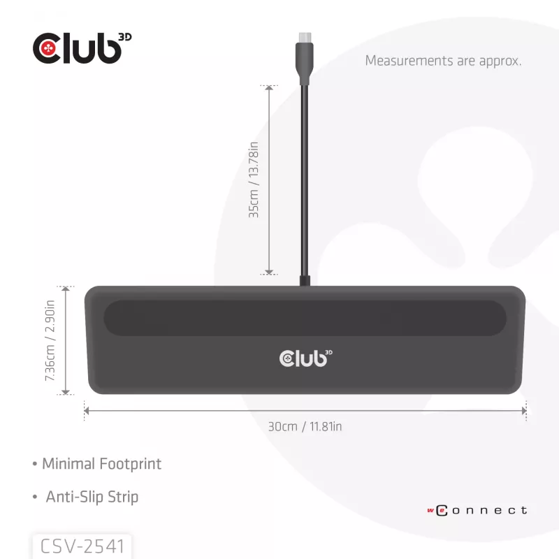 Docking station club 3d CSV-2541 USB-C con salidas HDMI y DisplayPort