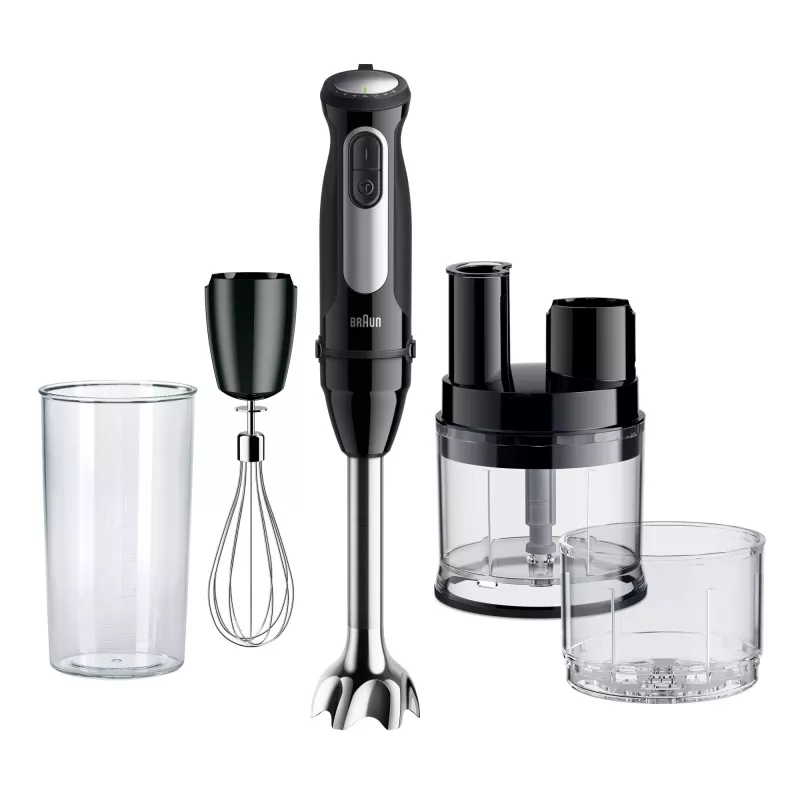 Braun MultiQuick 5 Pro MQ55755M batidora de mano 1000 W, 25+1 velocidades, pie de metal, vaso, varillas, negro