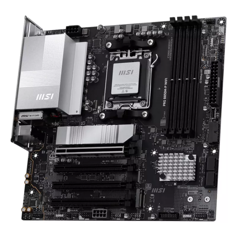 Placa base MSI PRO B850M-P WIFI micro ATX, AMD B850, Socket AM5, 4×DDR5 DIMM, 3×M.2, Wi‑Fi 7, 5Gb LAN