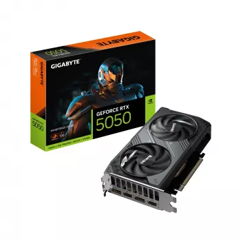 GIGABYTE GeForce RTX 5050 WINDFORCE OC 8G Tarjeta gráfica - 8GB GDDR6, 128bit, PCI-E 5.0, 2587MHz Frecuencia de núcleo, 2 x DP, 2 x HDMI, NVIDIA DLSS 4, GV-N5050WF2OC-8GD