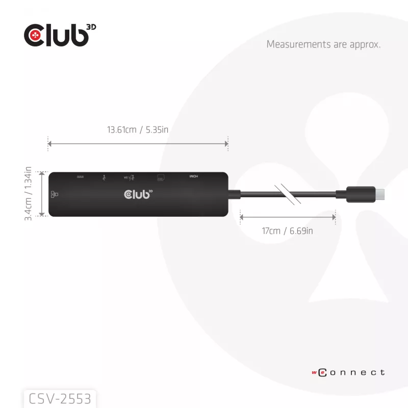 CLUB3D CSV-2553 Concentrador de interfaces USB Type-C 5000 Mbit/s Negro