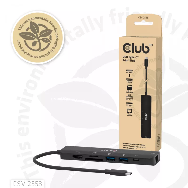 CLUB3D CSV-2553 Concentrador de interfaces USB Type-C 5000 Mbit/s Negro