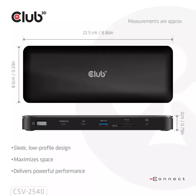 Estación de acoplamiento CLUB 3D 14-1 USB-C Quad Display USB4 con 2× puertos USB 2.0
