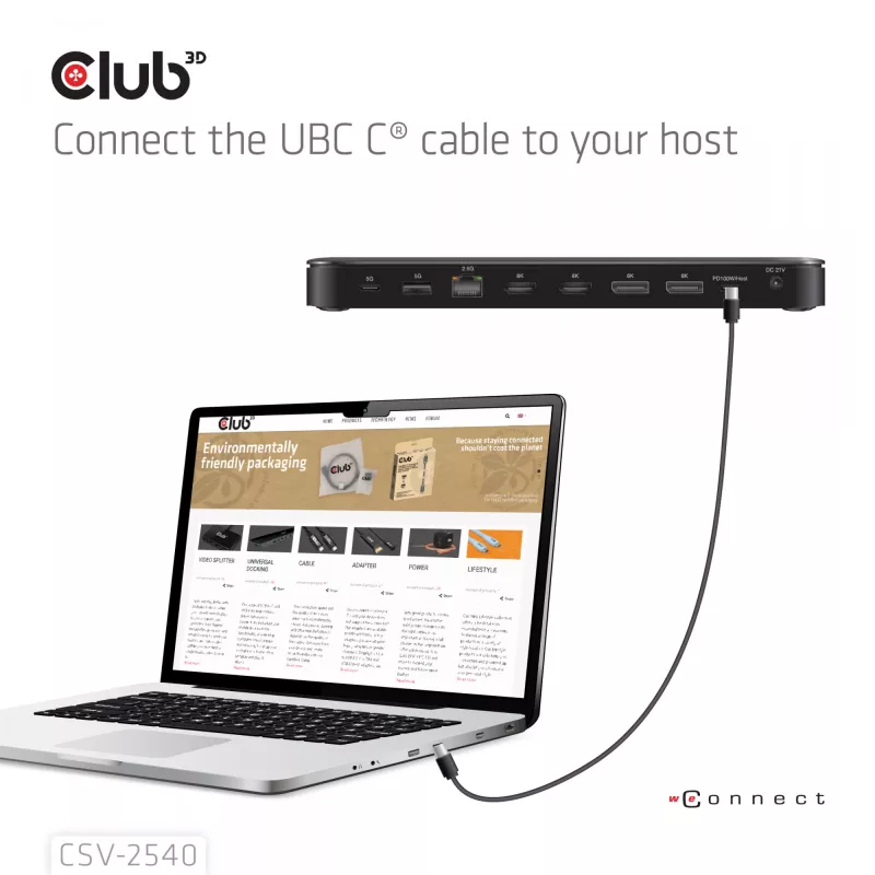 Estación de acoplamiento CLUB 3D 14-1 USB-C Quad Display USB4 con 2× puertos USB 2.0