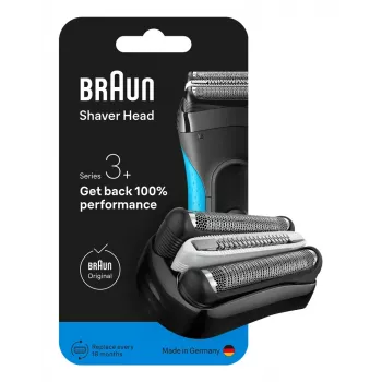 Cabezal de afeitado para BRAUN Series 3 Modelo 735797 — 1 cabezal de repuesto, negro Acero inoxidable