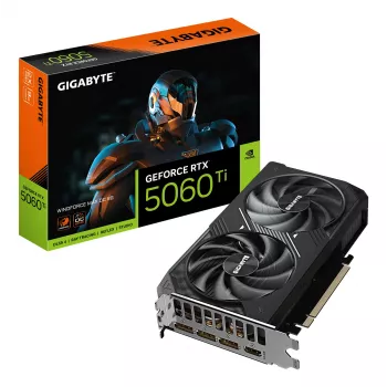 GIGABYTE GeForce RTX 5060 Ti WINDFORCE MAX OC 8G Tarjeta gráfica - 8GB GDDR7, 128bit, PCI-E 5.0, 2587MHz Frecuencia de núcleo, 3 x DP, 1 x HDMI, NVIDIA DLSS 4, GV-N506TWF2MAX OC-8GD
