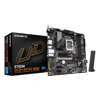 GIGABYTE B760M DS3H WIFI6E GEN5 Placa base - Compatible con CPUs Intel Core 14.ª gen., VRM digital de fases 6+2+1, hasta 5600MHz DDR5, 2xPCIe 4.0 M.2, Wi-Fi 6E, 2.5GbE LAN, USB 3.2 Gen2
