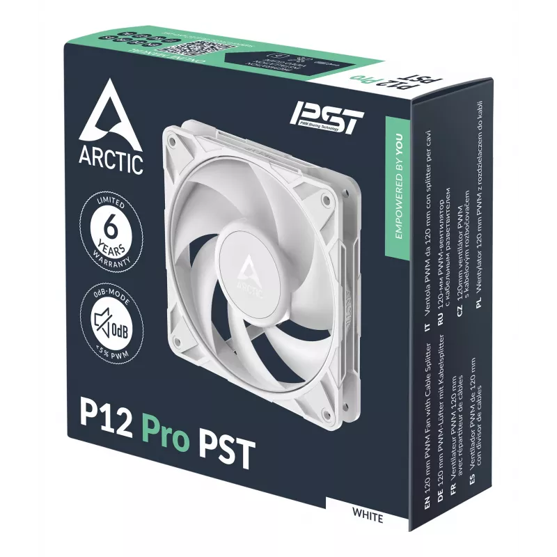 ARCTIC Freezer P12 Pro PST (Blanco) – Ventilador PWM de 120 mm con divisor de cable