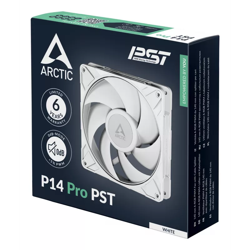 Ventilador ARCTIC P14 Pro PST (Blanco) 140 mm PWM con divisor de cable