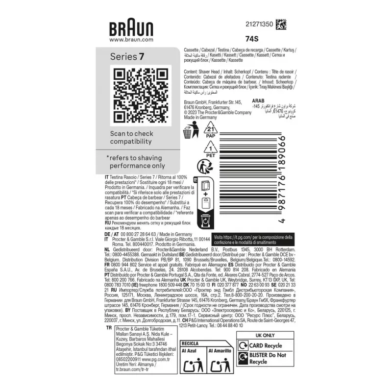Cabezal de afeitado Braun Series 7 74 S