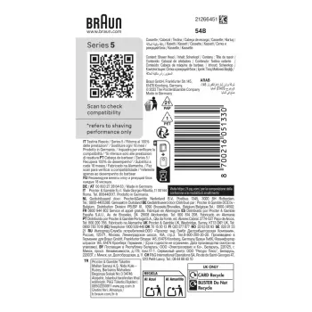Cabezal de afeitado BRAUN Series 5 54 B — 1 cabezal de recambio, negro acero inoxidable