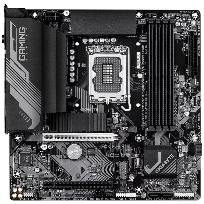 Placa base GIGABYTE B760M GAMING X WIFI6E GEN5 Micro ATX, LGA1700, B760, DDR5 hasta 5600MHz, 4 DIMM, 2x PCIe 4.0 M.2, Wi-Fi 6E, 2.5GbE