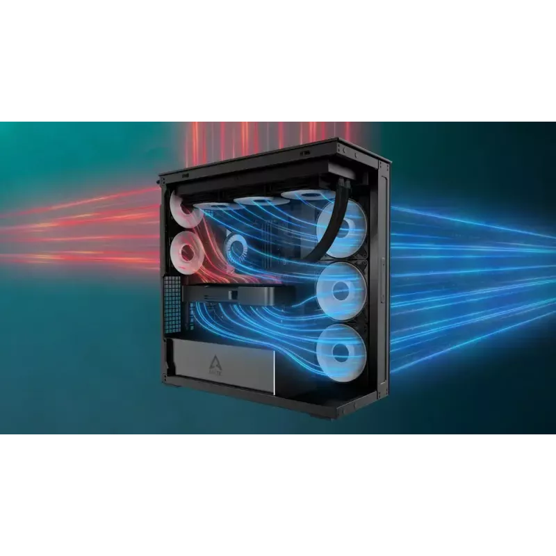Caja de PC ARCTIC Xtender (Mirror Black) torre Midi negra