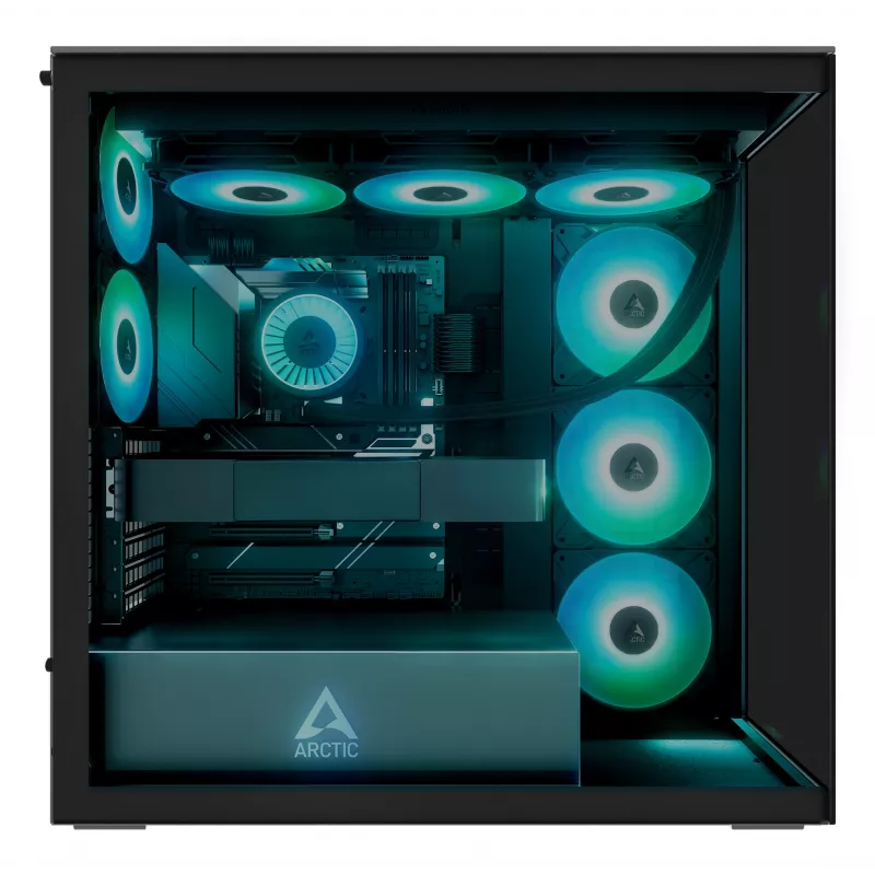 ARCTIC Xtender (Negro) Caja de PC E-ATX Premium, torre Midi, PC, Negro, EATX, Metal, Cristal templado, Gaming