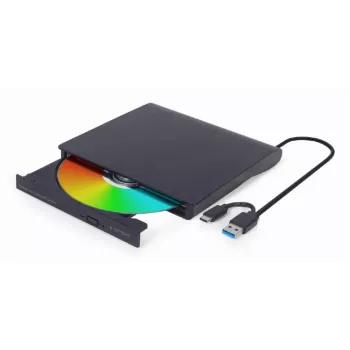 Unidad DVD±RW interna Gembird DVD-USB-031 — USB Type-C, 24x CD / 8x DVD, carga frontal, negro, 140×18×140 mm
