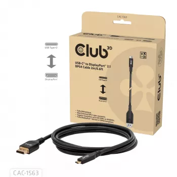 CLUB3D CAC-1563 Cable adaptador de vídeo 2 m USB Type-C DisplayPort Negro