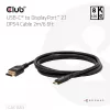 CLUB3D CAC-1563 Cable adaptador de vídeo 2 m USB Type-C DisplayPort Negro