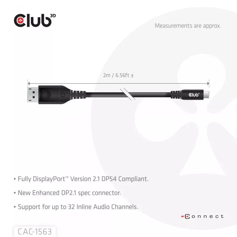 CLUB3D CAC-1563 Cable adaptador de vídeo 2 m USB Type-C DisplayPort Negro