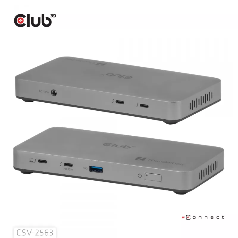 CLUB3D CSV-2563 Hub Thunderbolt™ 5 5 en 1 Triple vídeo 5K60Hz Thunderbolt™ Share Certificado 180 W