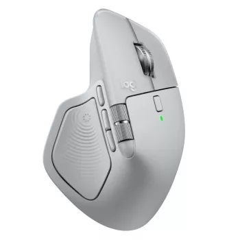 Ratón Logitech MX Master 4 — para diestros, láser 8000 DPI, RF inalámbrico + Bluetooth, 8 botones, gris