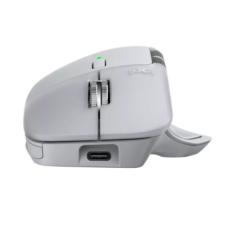 Ratón Logitech MX Master 4 — para diestros, láser 8000 DPI, RF inalámbrico + Bluetooth, 8 botones, gris
