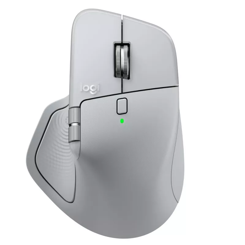 Ratón Logitech MX Master 4 — para diestros, láser 8000 DPI, RF inalámbrico + Bluetooth, 8 botones, gris