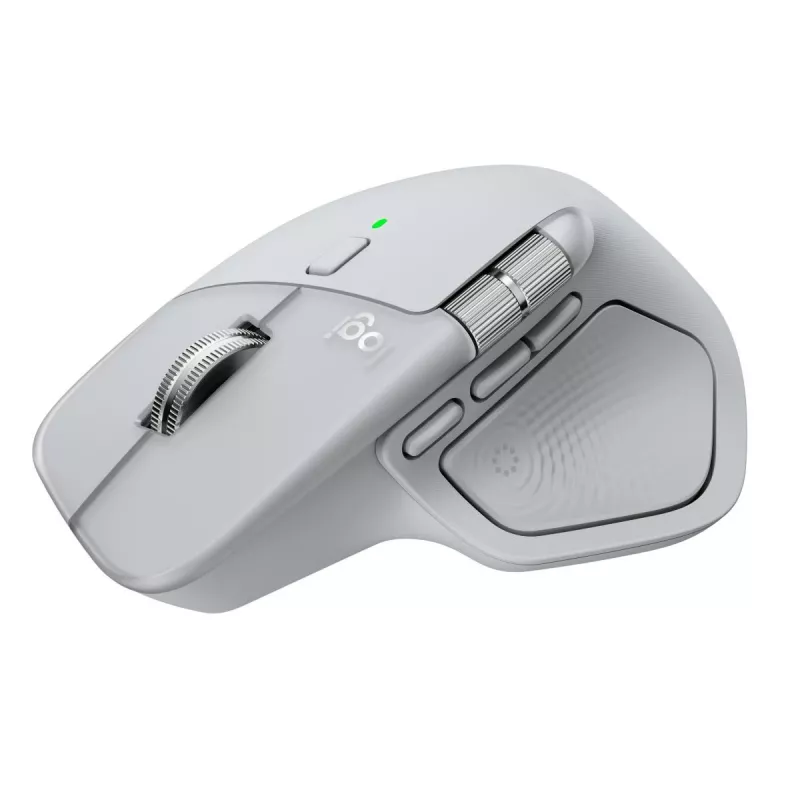 Ratón Logitech MX Master 4 — para diestros, láser 8000 DPI, RF inalámbrico + Bluetooth, 8 botones, gris