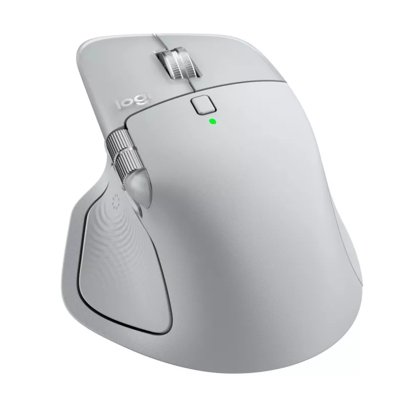 Ratón Logitech MX Master 4 — para diestros, láser 8000 DPI, RF inalámbrico + Bluetooth, 8 botones, gris