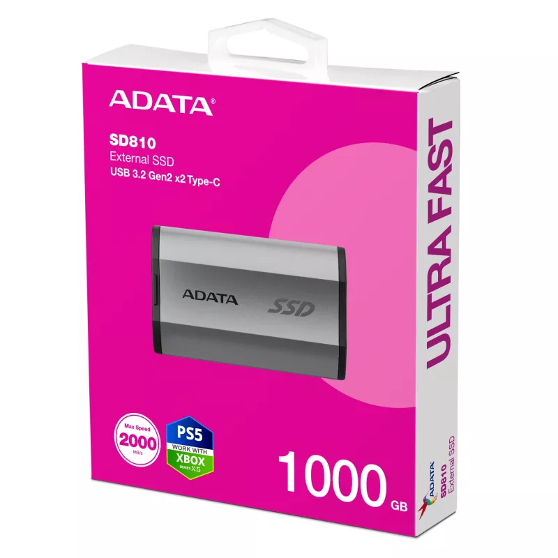 ADATA SD810 1 TB USB Type-C USB 3.2 Gen 2x2 Negro, Plata